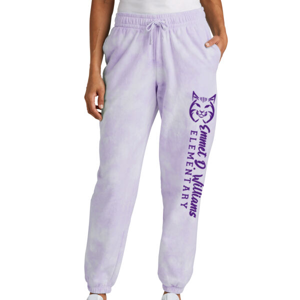Port & Company® Women's Beach Wash® Cloud Tie-Dye Sweatpant - Printed Logo Thumbnail