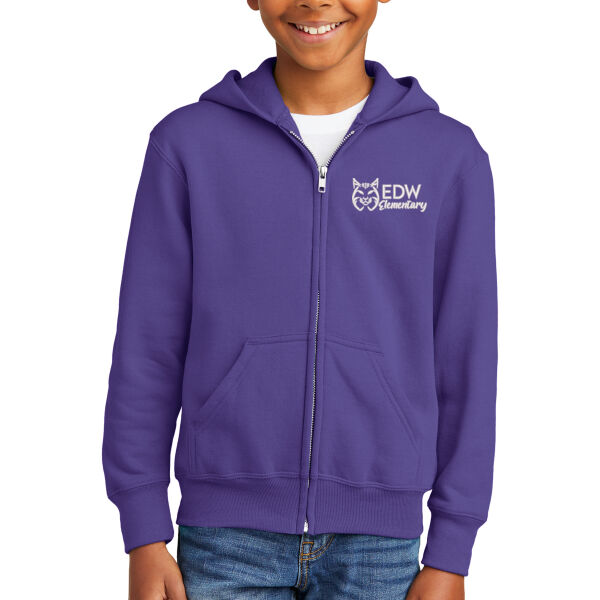 **CLOSEOUT ITEM** Youth Core Fleece Full Zip Hooded Sweatshirt - Embroidered Logo Thumbnail