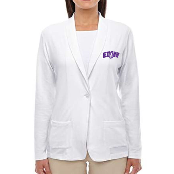 Devon & Jones - Women's Perfect Fit Shawl Collar Cardigan - Embroidered Logo Thumbnail